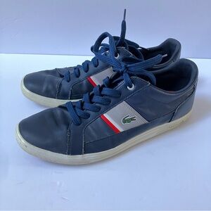 Lacoste Europa CIW SPM Men’s Leather Sneakers Size 10.5 Navy Blue Gray Red Shoes